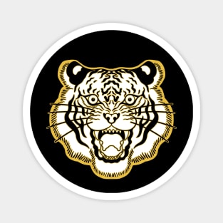 White and Gold Traditional Tiger Face Magnet